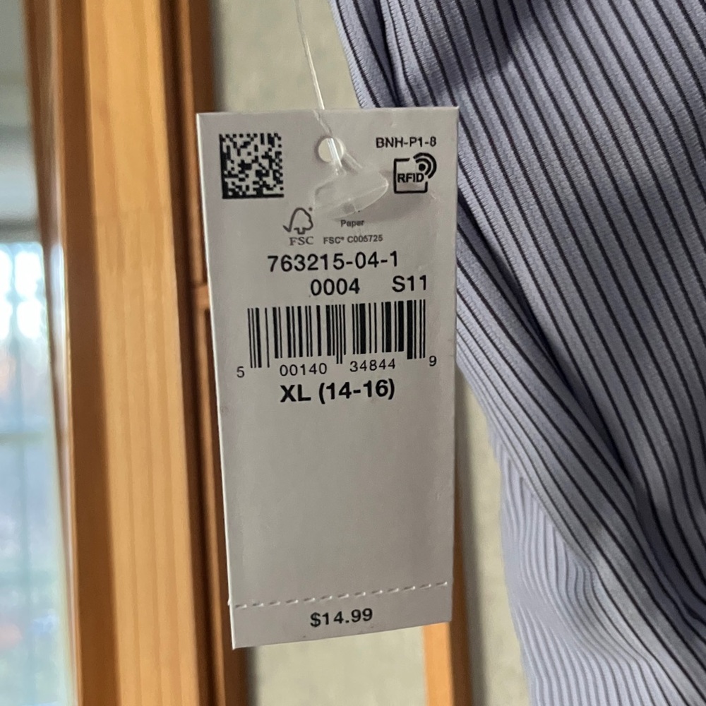 Old Navy Kids XL 14-16 PowerSoft Longline Sports Bra - Light Blue Pinstripe - Picture 7 of 7